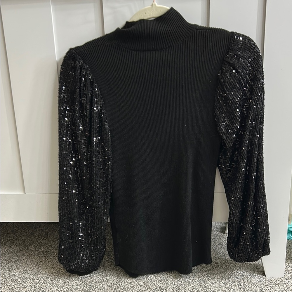 Vici Black Top with Sequin Detail